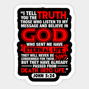 John 5:24 Death Into Life Sticker